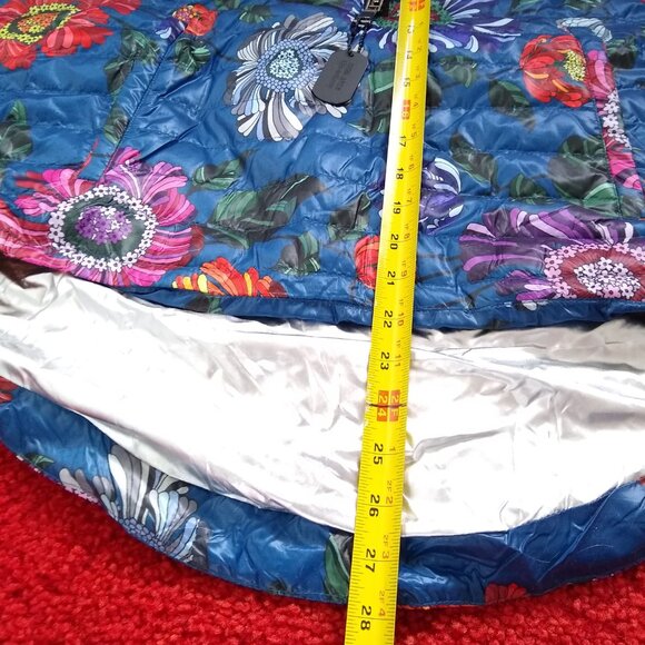 BLUE cropped hi-low floral down poncho with hood NWT #1 πHOST PICK π - Picture 11 of 16